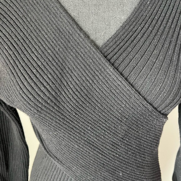 Classic black stetchy dress, long sleeve, size small, cross over in the front. - Picture 2 of 4